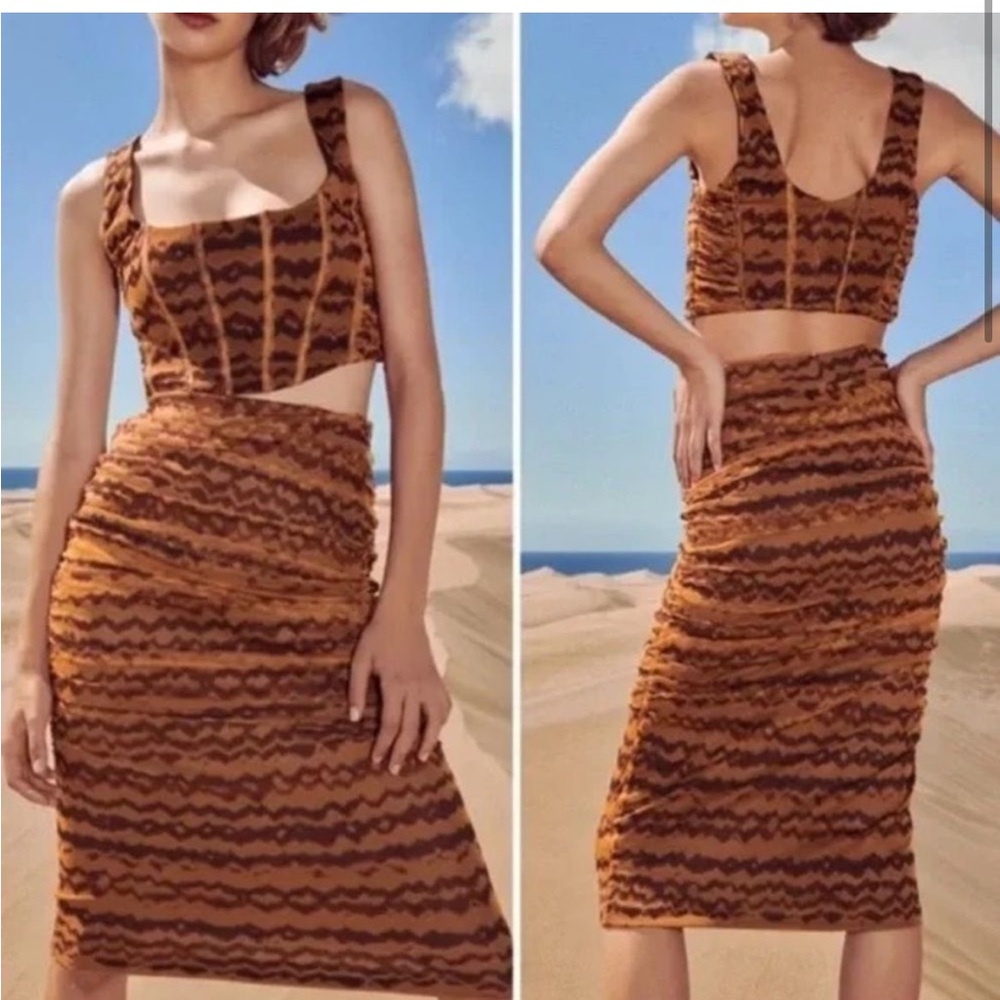 NWT ZARA Mesh Animal Print Midi Skirt sz S